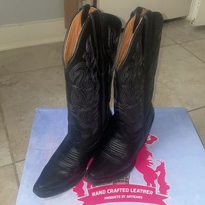 Hand Crafted Leather Black Heeled Boots